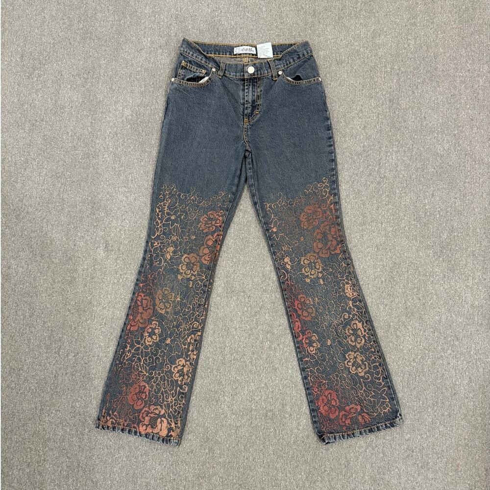 Vintage Gasoline Floral Print Jeans Size 14